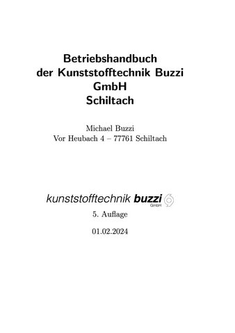 Vorschau des Buzzi Betriebshandbuchs