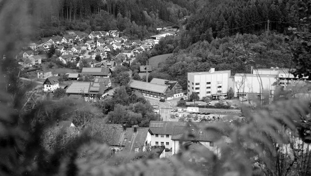 Gebäude in Schiltach schwarz-weiß